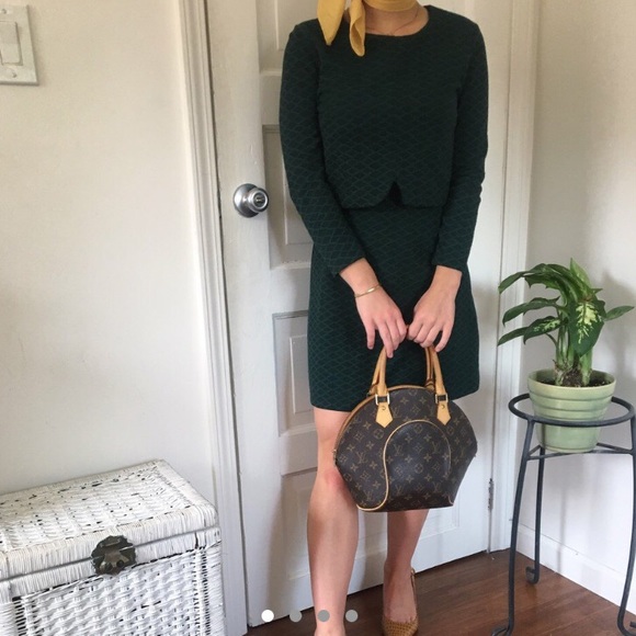 Mock two piece long sleeve crew neck dress - Picture 1 of 4